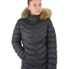 Colmar Winterjassen Zwart Long Full Zip Down Jacket With Fur Hood Black