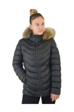 Colmar Winterjassen Zwart Long Full Zip Down Jacket With Fur Hood Black