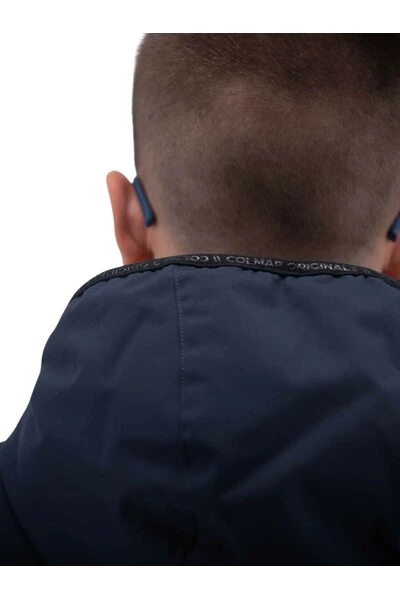 Colmar Winterjassen Blauw Lined Down Jacket With Logo Inserts And Hood Blue 1 Colmar Winterjassen Blauw Lined Down Jacket With Logo Inserts And Hood Blue