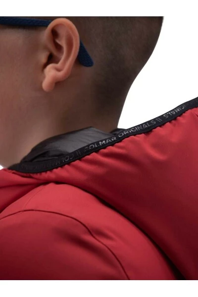 Colmar Winterjassen Rood Lined Down Jacket With Logo Inserts And Hood Red 4 Colmar Winterjassen Rood Lined Down Jacket With Logo Inserts And Hood Red - Afbeelding 4